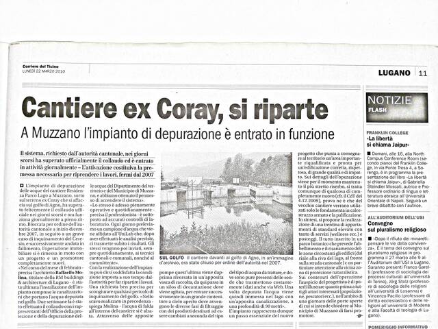 «Cantiere ex Coray, si riparte»